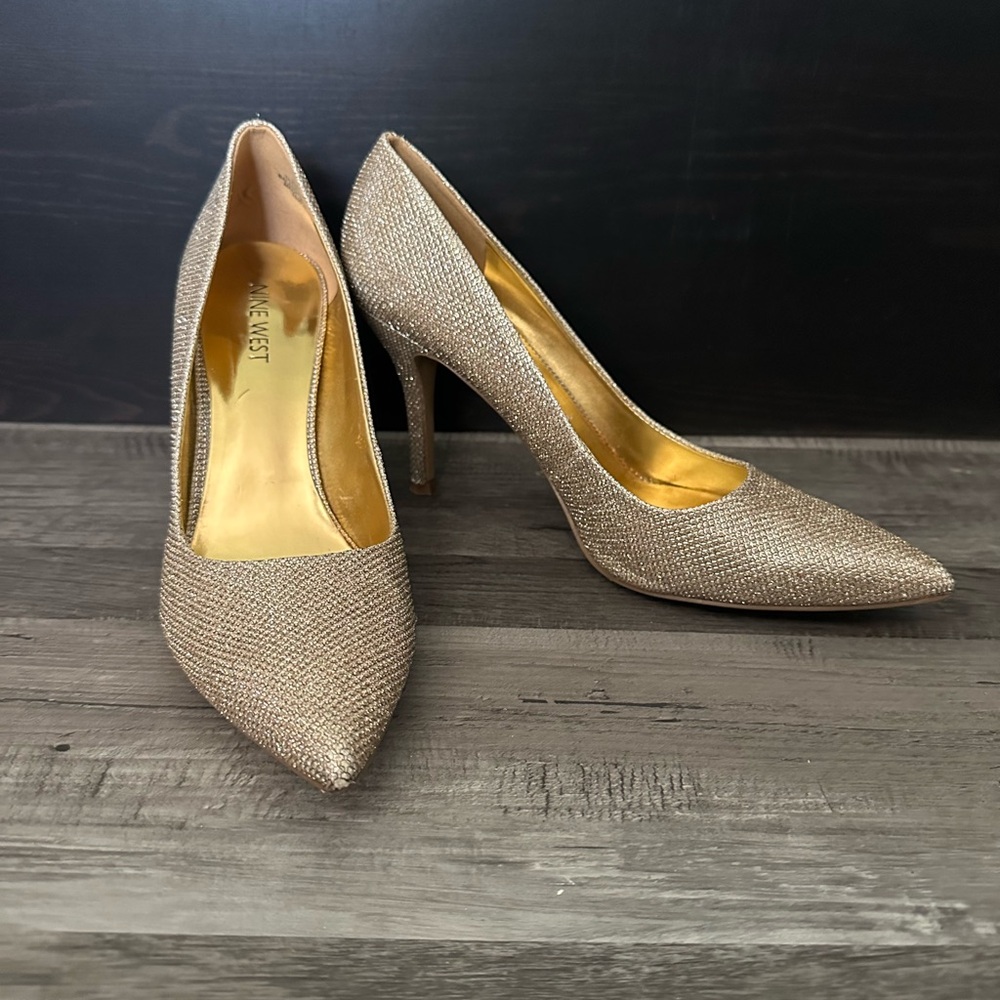 Nine West Shimmering Gold Heels